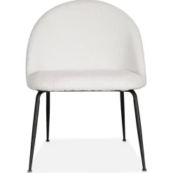 Fauteuil lounge 'NORVEGIA' en tissu bouclé blanc et métal noir