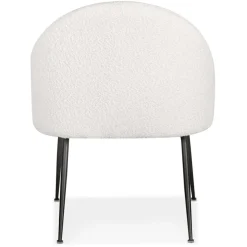 Fauteuil lounge 'NORVEGIA' en tissu bouclé blanc et métal noir