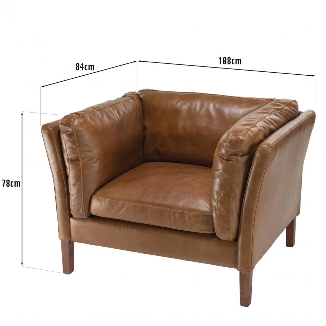 Fauteuil milano vintage cuir 1 place