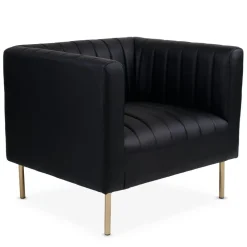 Fauteuil moderne à coutures verticales Sacramento Simili Noir