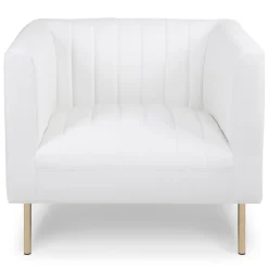 Fauteuil moderne à coutures verticales Sacramento Simili blanc