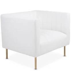 Fauteuil moderne à coutures verticales Sacramento Simili blanc