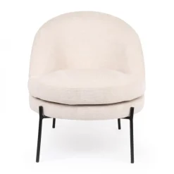 Fauteuil moderne au dossier arrondi Thiago Tissu Beige