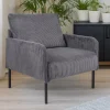 Fauteuil moderne et élégant Manuelo Velours côtelé Gris foncé