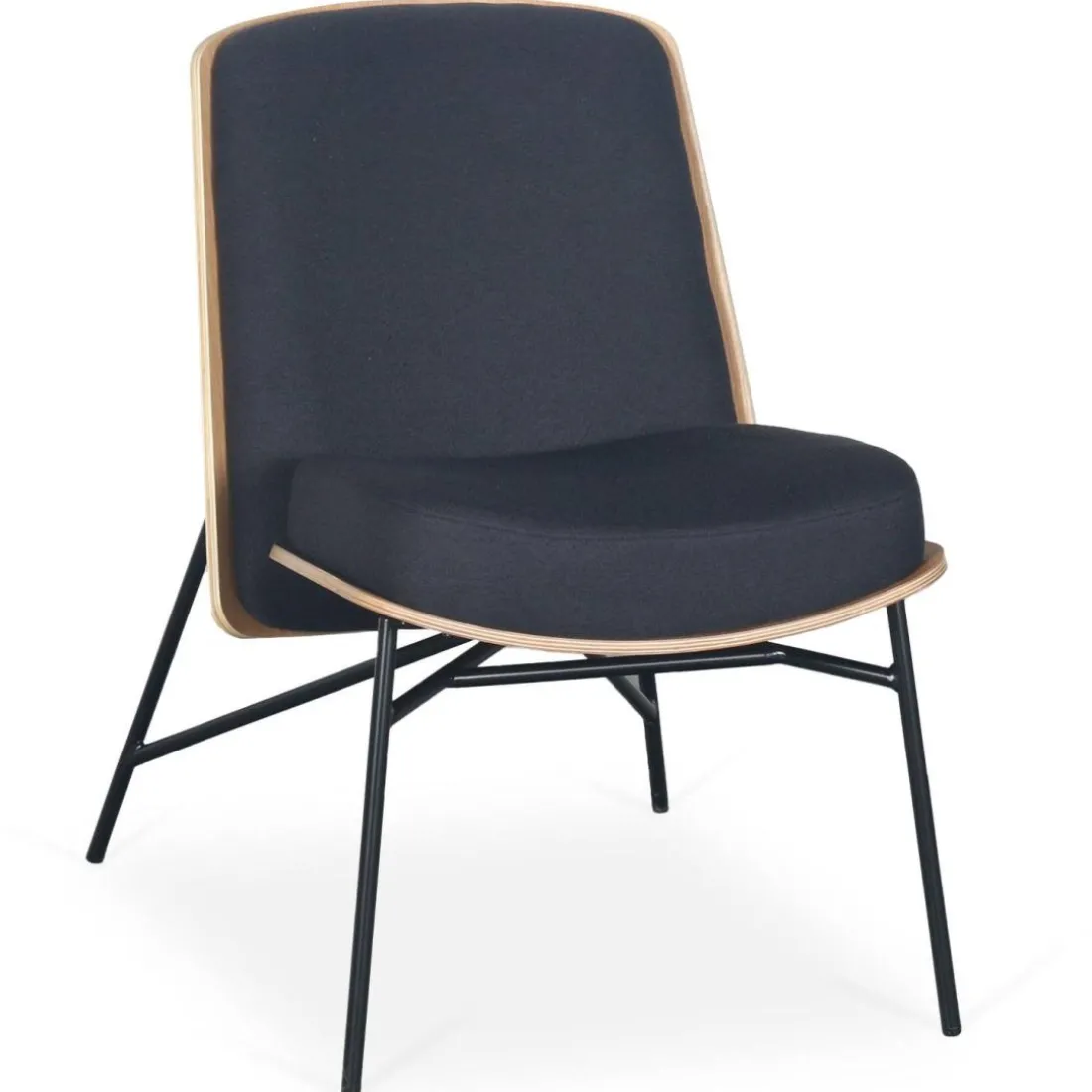 Fauteuil moderne Gauguin Bois clair et Tissu noir