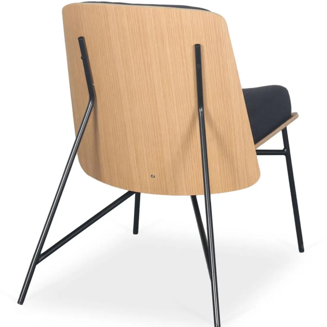 Fauteuil moderne Gauguin Bois clair et Tissu noir