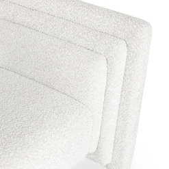 Fauteuil moderne style cubique Fredonia Tissu bouclette Crème