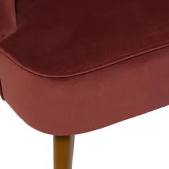 Fauteuil NAOVA Velours Pieds Bois Terracotta