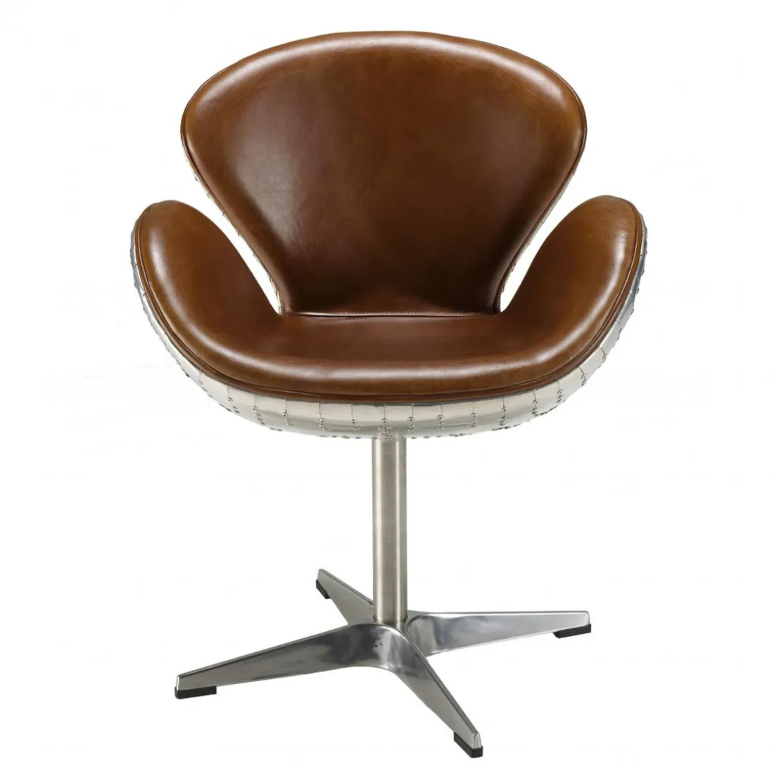 Fauteuil nevada vintage cuir et aluminium GASTON