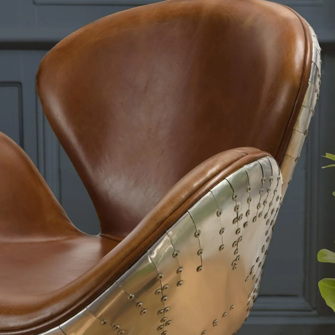 Fauteuil nevada vintage cuir et aluminium GASTON