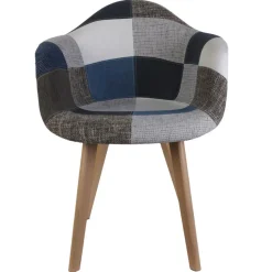 Fauteuil patchwork Bleu Gris CADIX