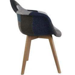 Fauteuil patchwork Bleu Gris CADIX