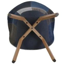 Fauteuil patchwork Bleu Gris CADIX