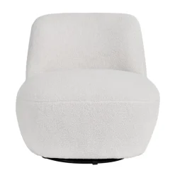 Fauteuil pivotant en bouclette épaisse écru Lana