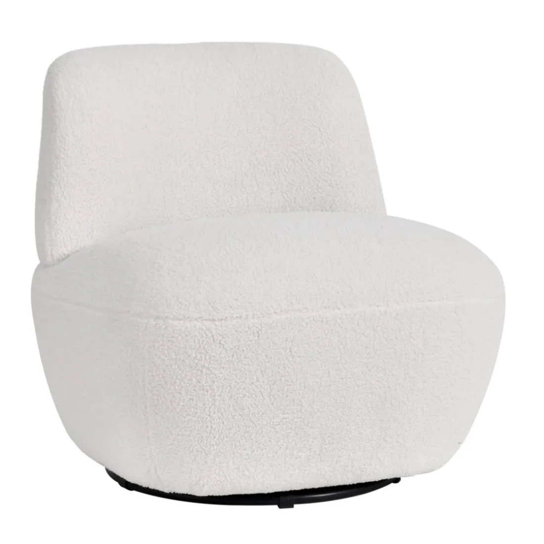 Fauteuil pivotant en bouclette épaisse écru Lana