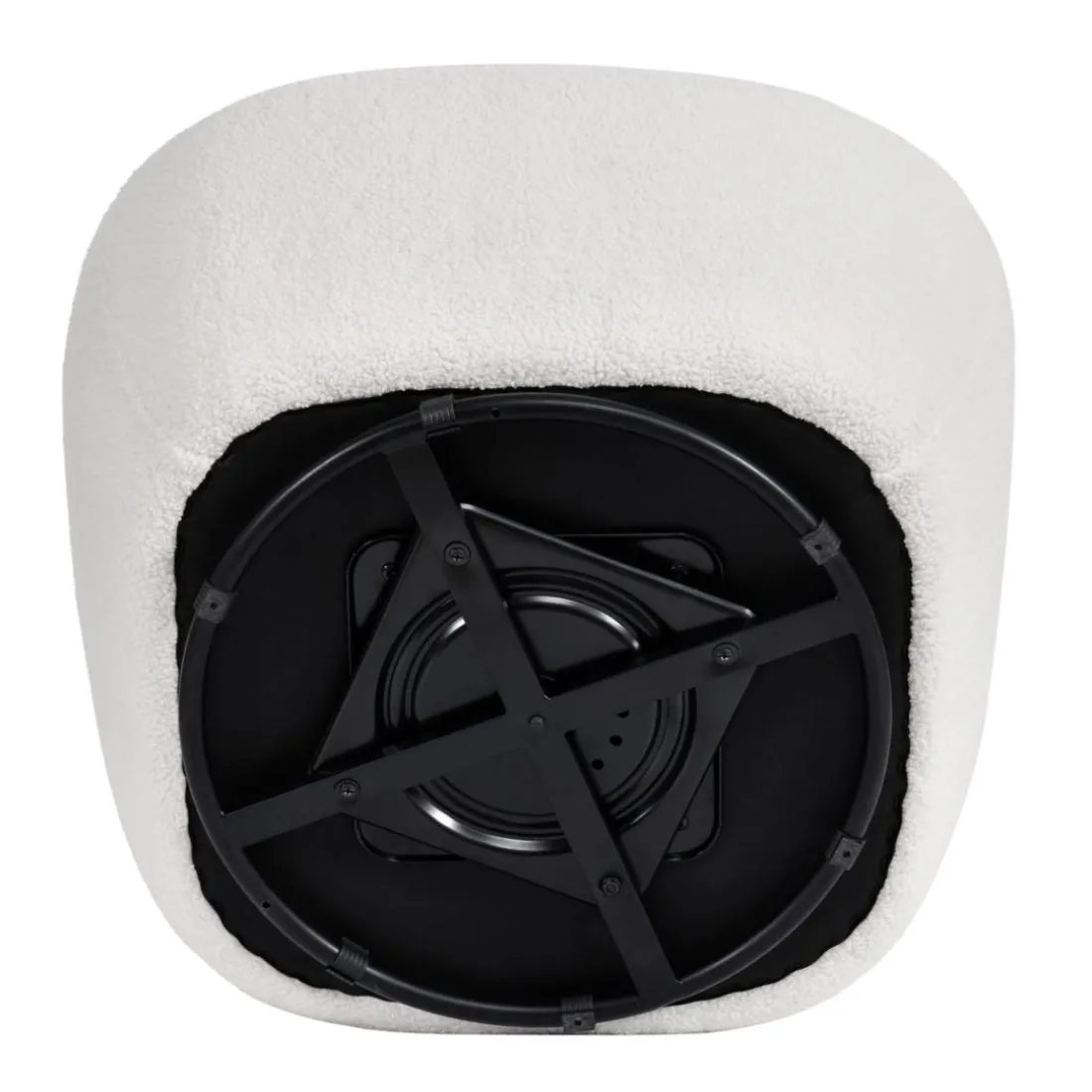 Fauteuil pivotant en bouclette épaisse écru Lana