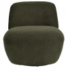 Fauteuil pivotant en bouclette épaisse vert Lana