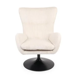 Fauteuil pivotant style bergère Arthuro Velours côtelé Beige