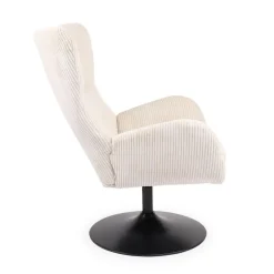 Fauteuil pivotant style bergère Arthuro Velours côtelé Beige