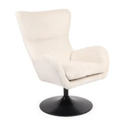 Fauteuil pivotant style bergère Arthuro Velours côtelé Beige