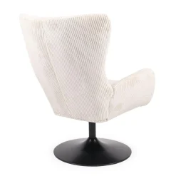 Fauteuil pivotant style bergère Arthuro Velours côtelé Beige