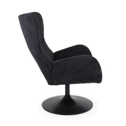 Fauteuil pivotant style bergère Arthuro Velours côtelé Noir