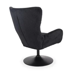 Fauteuil pivotant style bergère Arthuro Velours côtelé Noir