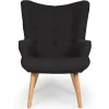 Fauteuil scandinave + pouf Tissu Noir