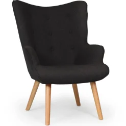 Fauteuil scandinave + pouf Tissu Noir