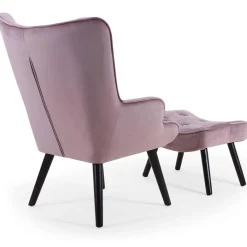 Fauteuil scandinave + pouf Velours Rose