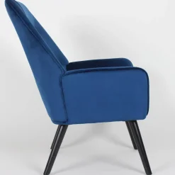 Fauteuil scandinave dossier haut Velours Bleu