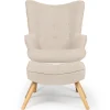 Fauteuil scandinave et pouf Tissu Beige LOUY