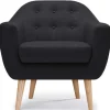 Fauteuil Scandinave Tissu Noir OLAF