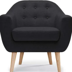 Fauteuil Scandinave Tissu Noir OLAF