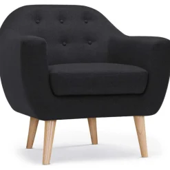 Fauteuil Scandinave Tissu Noir OLAF
