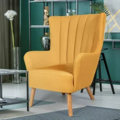 Fauteuil scandinave tissu en Jaune