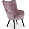 Fauteuil Scandinave Velours Rose AMALECITE