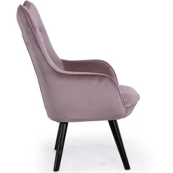 Fauteuil Scandinave Velours Rose AMALECITE