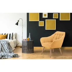 Fauteuil Scandinave ZENTAO Tissu Jaune