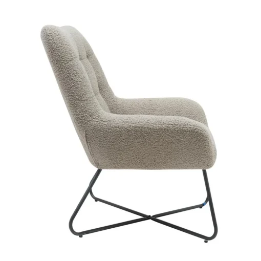 Fauteuil tissu effet laine bouclette gris foncé