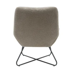 Fauteuil tissu effet laine bouclette gris foncé