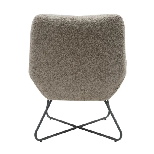 Fauteuil tissu effet laine bouclette gris foncé
