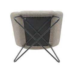 Fauteuil tissu effet laine bouclette gris foncé