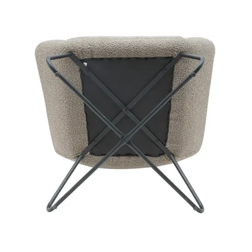Fauteuil tissu effet laine bouclette gris foncé