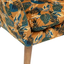 Fauteuil tissu velours à motifs jungle