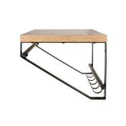 Garderobe avec crochets et tringle en métal noir, étagère décor chêne