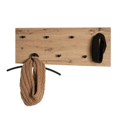 Garderobe murale 7 crochets noirs bois et métal