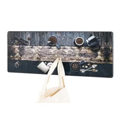 Garderobe murale 5 crochets inox à motif Café en MDF avec impression par Ultra Violet Noir