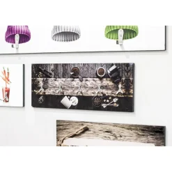 Garderobe murale 5 crochets inox à motif Café en MDF avec impression par Ultra Violet Noir