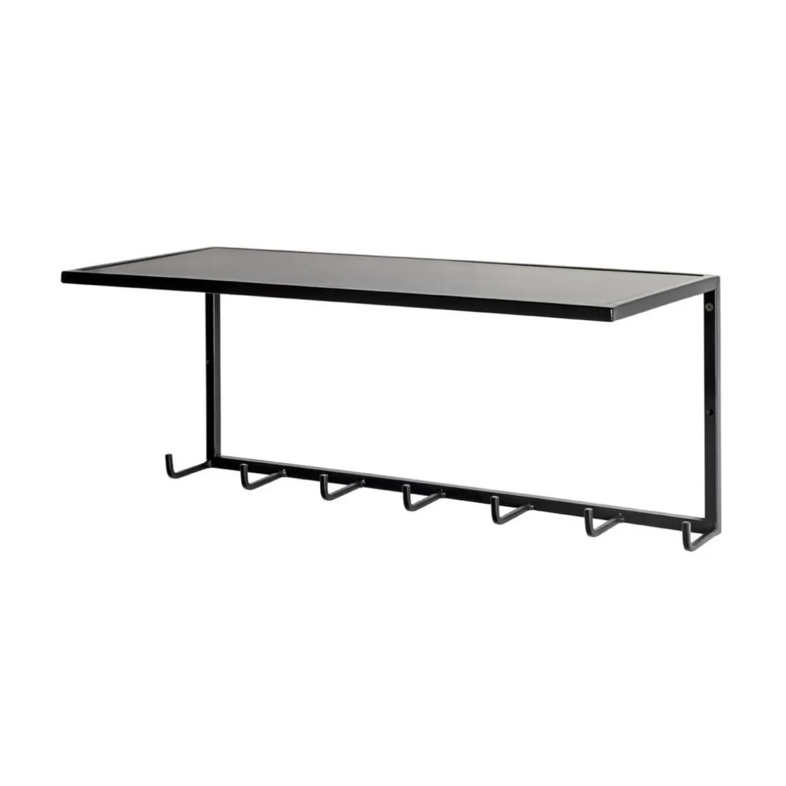 Garderobe murale acier laqué noir 7 crochets